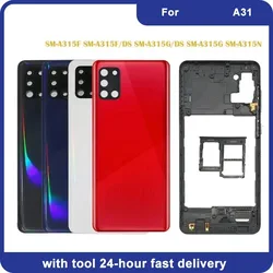 Per SA Galaxy A31 A315 A315F A315G A315N Custodia Telaio Centrale Copertura Della Batteria In Plastica Della Copertura Posteriore Porta Posteriore Con Adesivo Lente