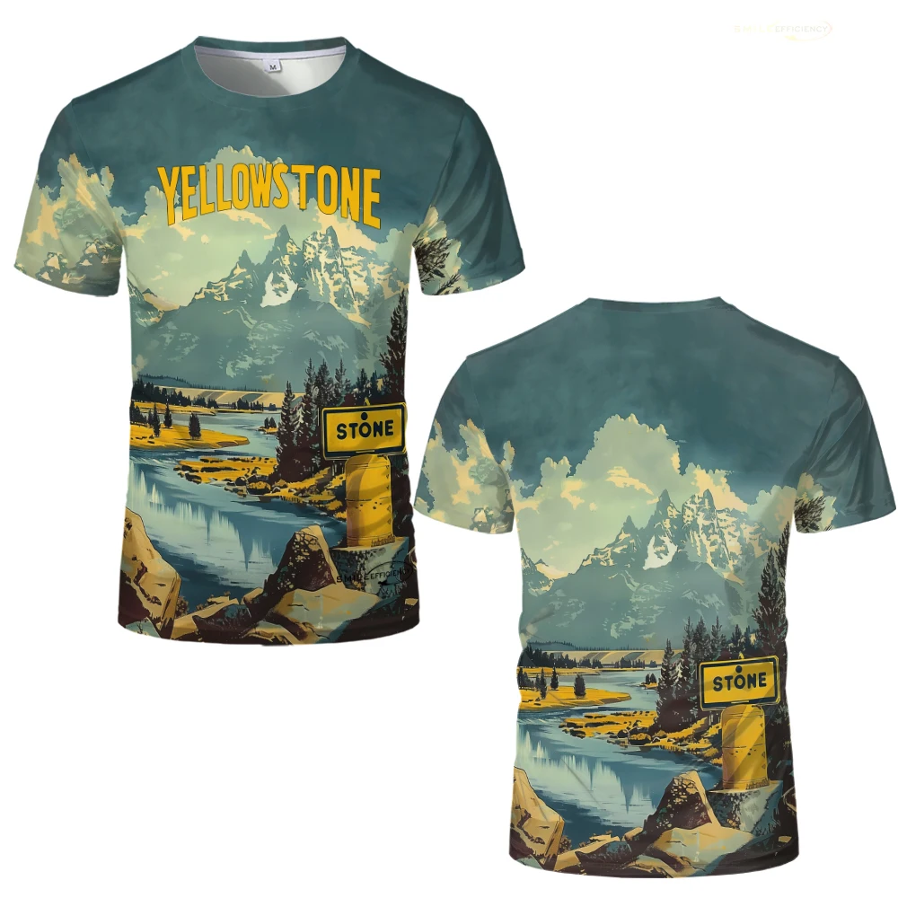 

Yellowstone National Park Fashion High Quality T-Shirts 3D Printed Mountaineering Style Sports Tops Trend Hip-Hop Casual T Shirt