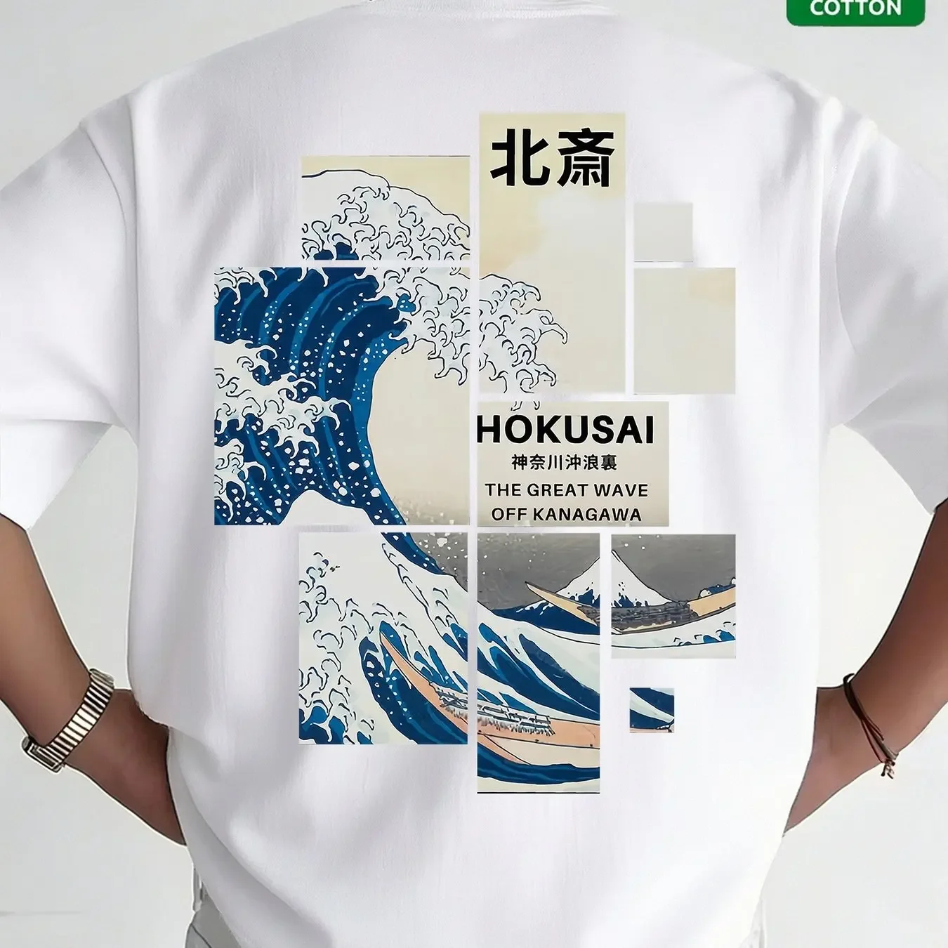 Men's Japanese Hokusai Great Wave Graphic T Shirt Cotton Ukiyo-e Kanagawa Oversized Streetwear Korean Style Casual Summer Tee