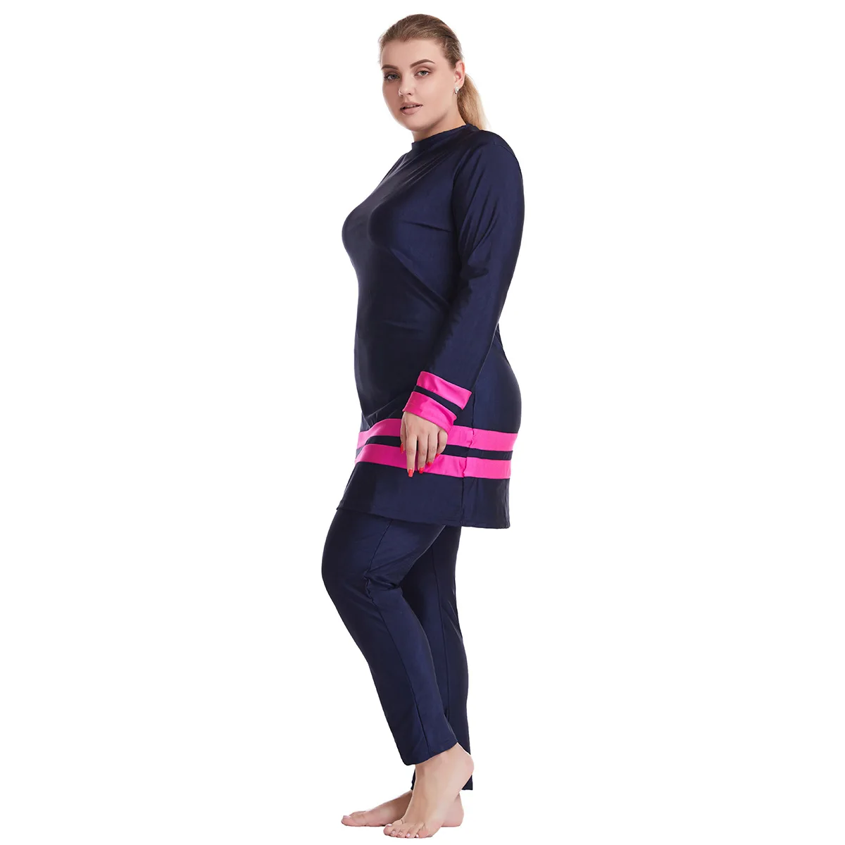 Burkini Plus Size 8XL New Arrival Muslim Swimwear Color Block Conservative Swimsuit for Women Borkini Femme Musulmane