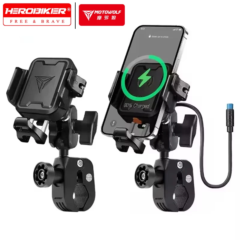 

MOTOWOLF Motorcycle Riding Phone Holder Shock-Absorbing Type-c Charger Adjustable Anti-Theft Quick Release Navigation Bracket