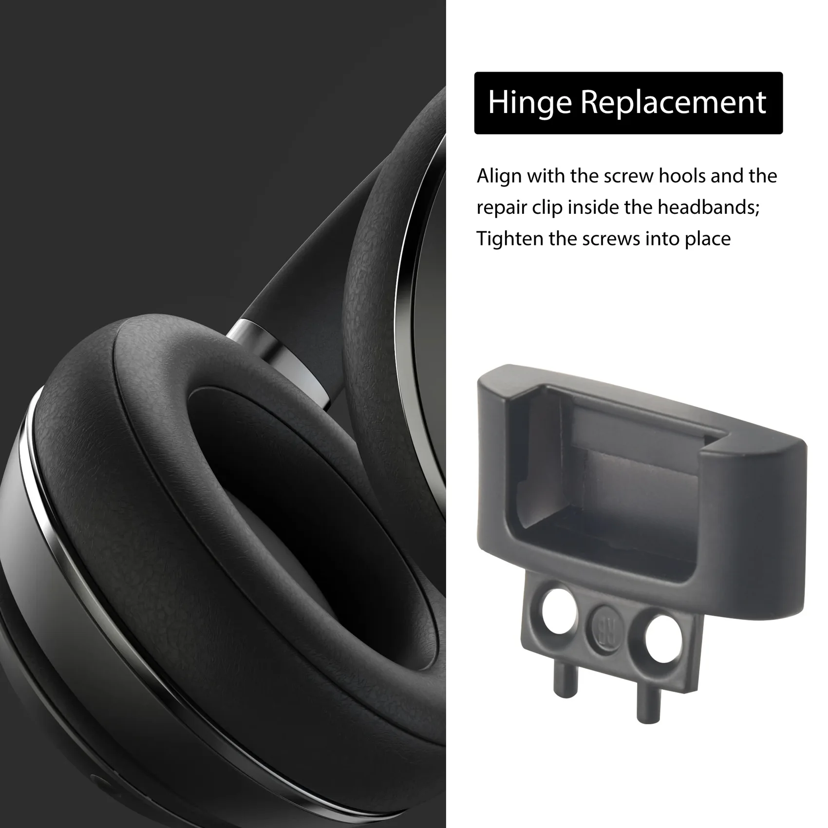 BISM Hinge Replacement Headband Connector Hinge Clip Cover for Beats Solo 3 Wireless A1796 On-Ear Headphones Matte Black