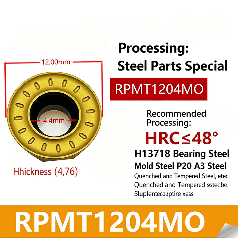 Spezielle Runde Stahleinsätze R5 R6 CNC-Einsätze RPMT1204MO RPMT1003MO Hartmetall-Fräseinsätze – Detail 12