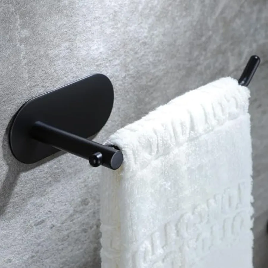 

Hand Towel Holder - Black Towel Ring for Bathroom, Adhesive Towel Bar for Organizing Towels, 6 3/10 Inch Hand Towel Rack, Stain