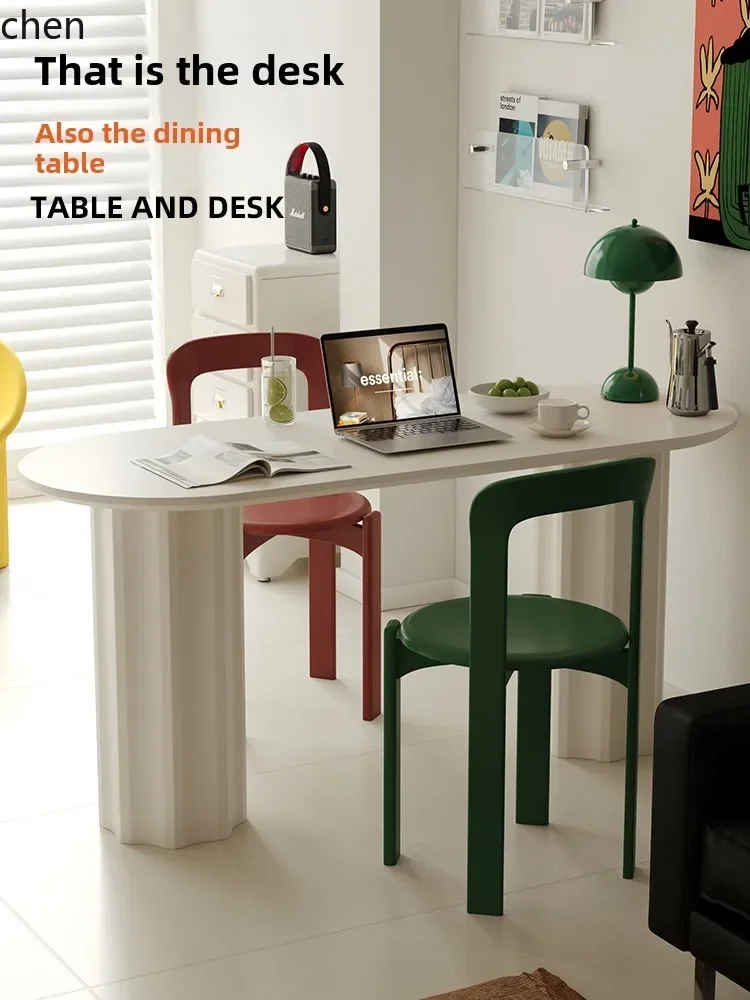 W5.19 Dining Table Small Apartment Living Room Household Oval Dining Table Restaurant Modern Simple Table