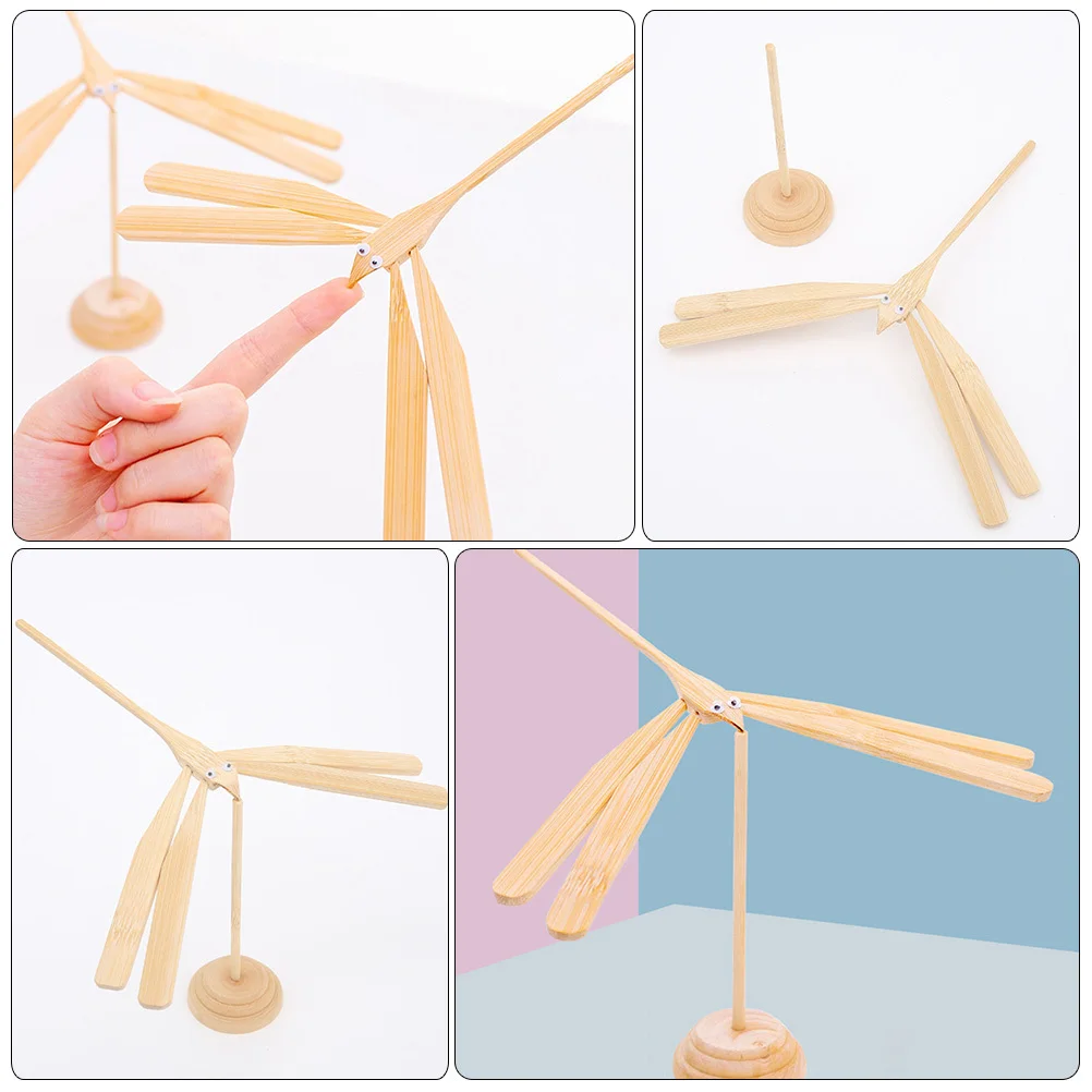 2 個の竹トンボのおもちゃシンプルなデザイン教育バランスアクセサリー子供のためのトンボのおもちゃ教育バランスおもちゃ