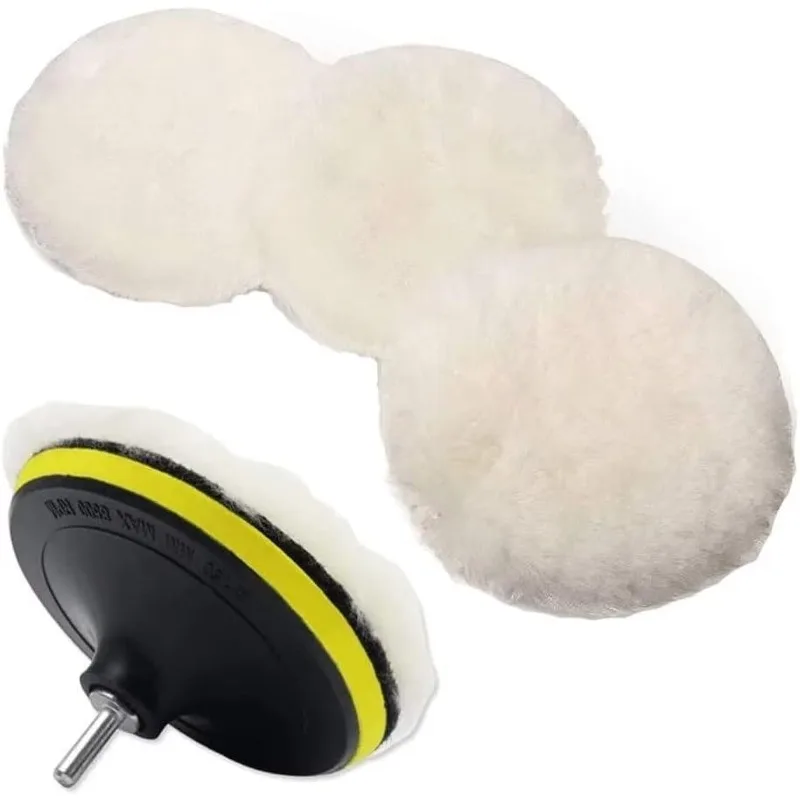 

6 Pcs 6 Inch Wool Polishing Buffing Pad Polishing Buffing Wheel for Drill Buffer Attachment with M14 Drill Adapter