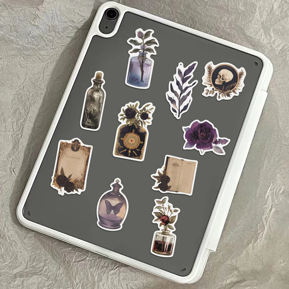 Étiquettes autocollantes pour bouteilles d'halloween, 50 pièces, rétro, Potion magique gothique d'horreur, autocollants Vintage pour valise, Scrapbooking, autocollants pour ordinateurs portables