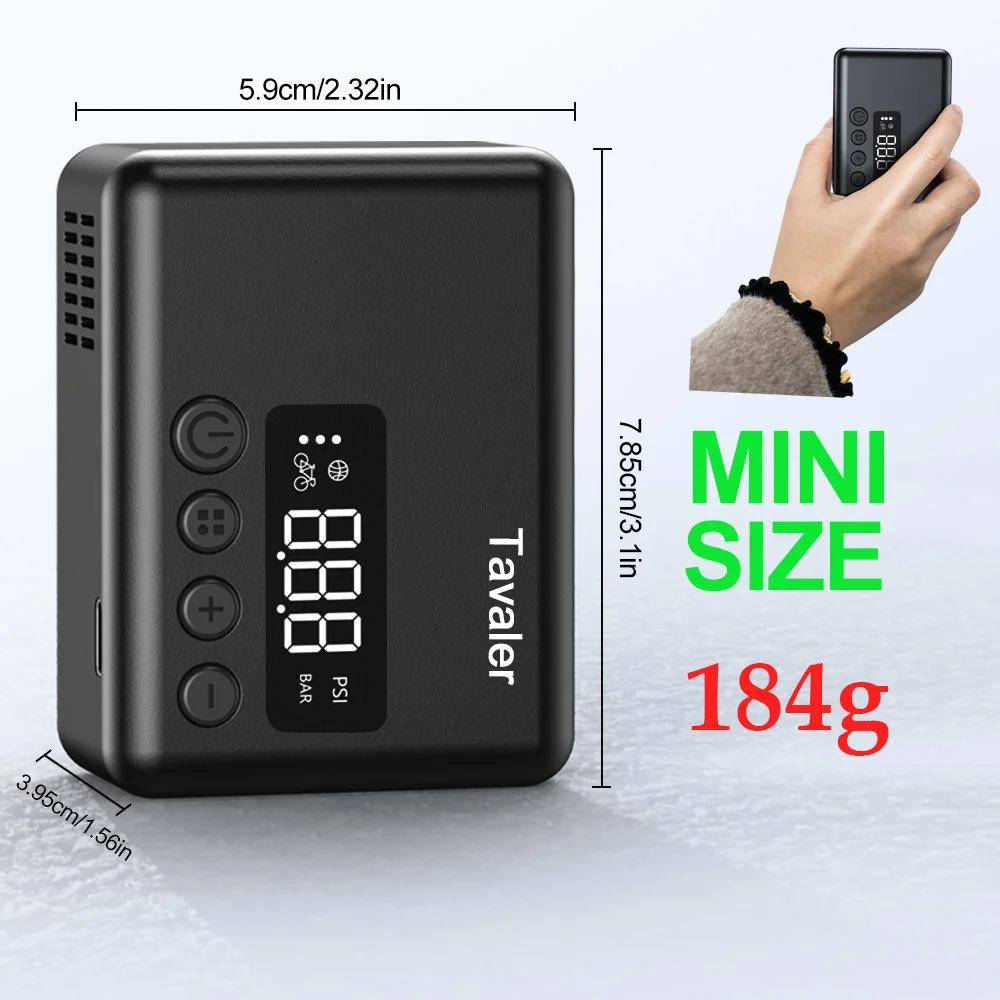 Mini Portable Electric Air Pump USB Rechargeable Digital Display 130PSI Tire Inflator Bike Basketball Football Soccer Ball Auto