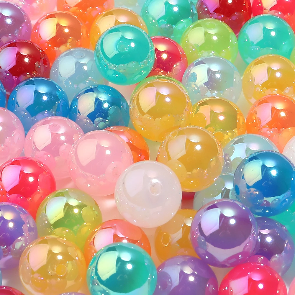 10 Stück 16 mm Mondlicht-beschichtete farbige Acrylperlen, runde lose Perlen für die Schmuckherstellung, DIY-Armbänder, Halsketten, Schlüsselanhänger, Zubehör