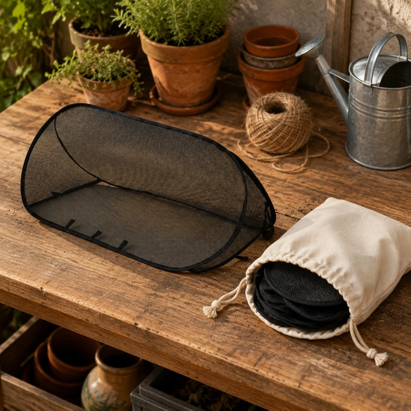 

Mesh Tunnel Cover Ground Nails Foldable Mesh Cover Dark Trim with Stakes