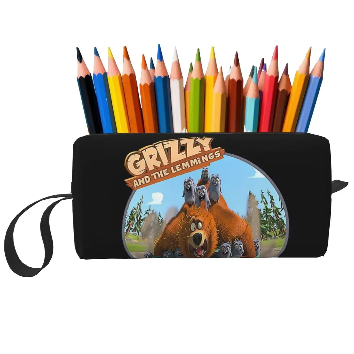 

Grizzy And Lemmings Pencil Case for Kids Gifts Pen Box Pencil Bag Stationery Supplies Travel Women Cosmetic Bag Organizer Pouch