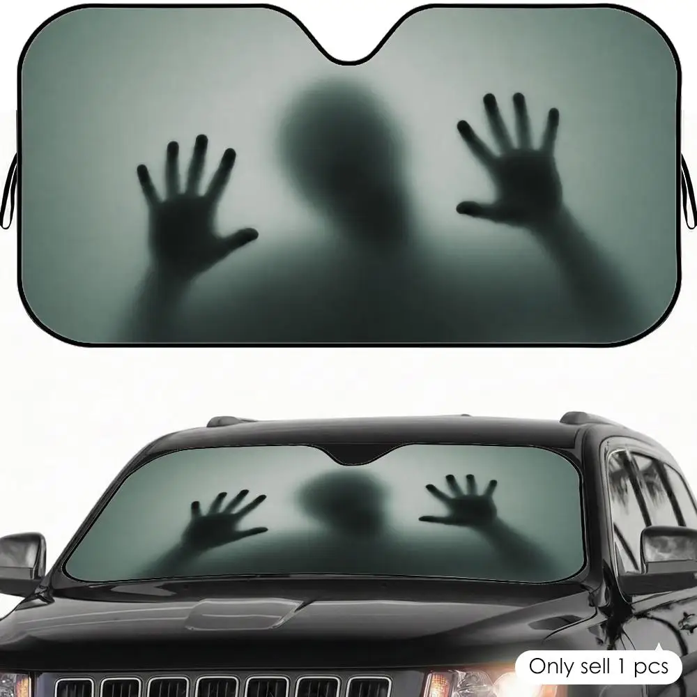 

Creepy Ghost Hand Light Sun Visor Foldable Front Windshield Car Sunshade Reusable Aluminum Foil UV Heat Insulation Cover