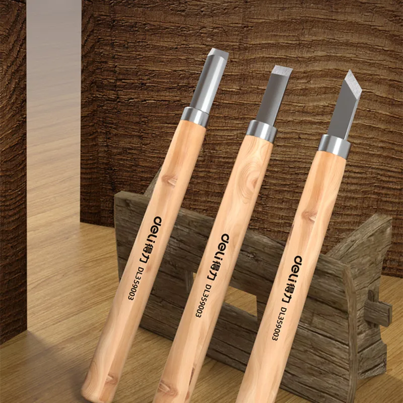 DELI 3pcs Wood Carving Chisels Tools Wood Carving for Woodworking Engraving Knife Carving Knife Handmade Knife Tool Set