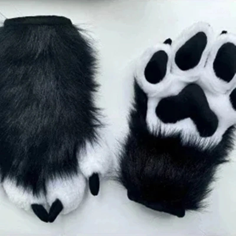Nowy Czarno-Biały Strój Fursuit Zwierzęcia Cosplay Pazury Zwierzęce Nakładki na Dłonie i Stopy Akcesoria do Kostiumu Szyte na Miarę — zdjęcie 4