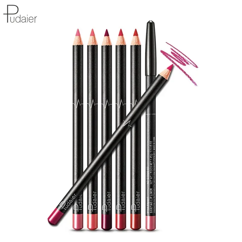 Wysokiej jakości 6-częściowy zestaw kredek do ust Odporny na pot Niełatwy do blaknięcia Nieprzywierający kubek Nude Lip Stick Liner Pencil Kit Kosmetyczny