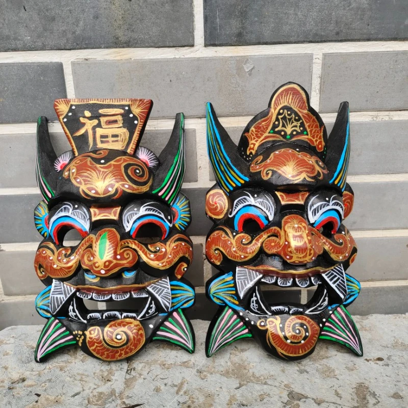 Mask Plastic Painted Picture Ornaments Handmade Carved Full Face Adult Suitable for Stage Props Performance Party Accessories1Pc