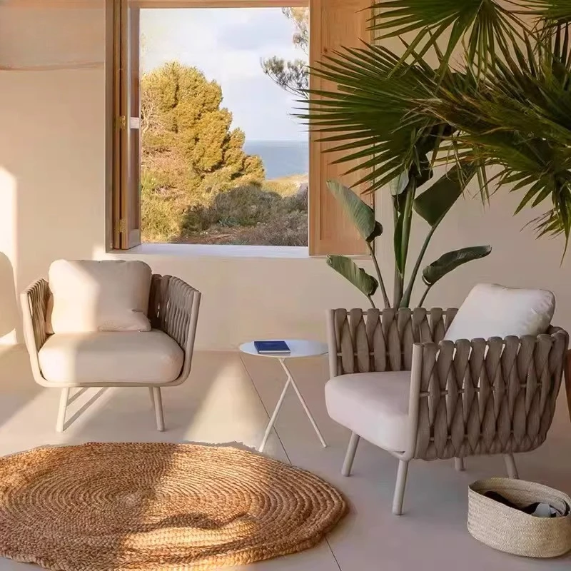 

Outdoor sofa courtyard villa roof garden open-air waterproof homestay outdoor terrace leisure rattan chair combination