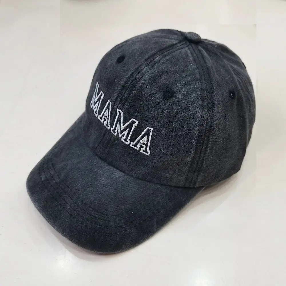 Washed Cotton DAD MAMA MINI Embroidery Caps Vintage Adjustable Parent-Unisex Baseball Hats Breathable Sport Visors Cap Gifts