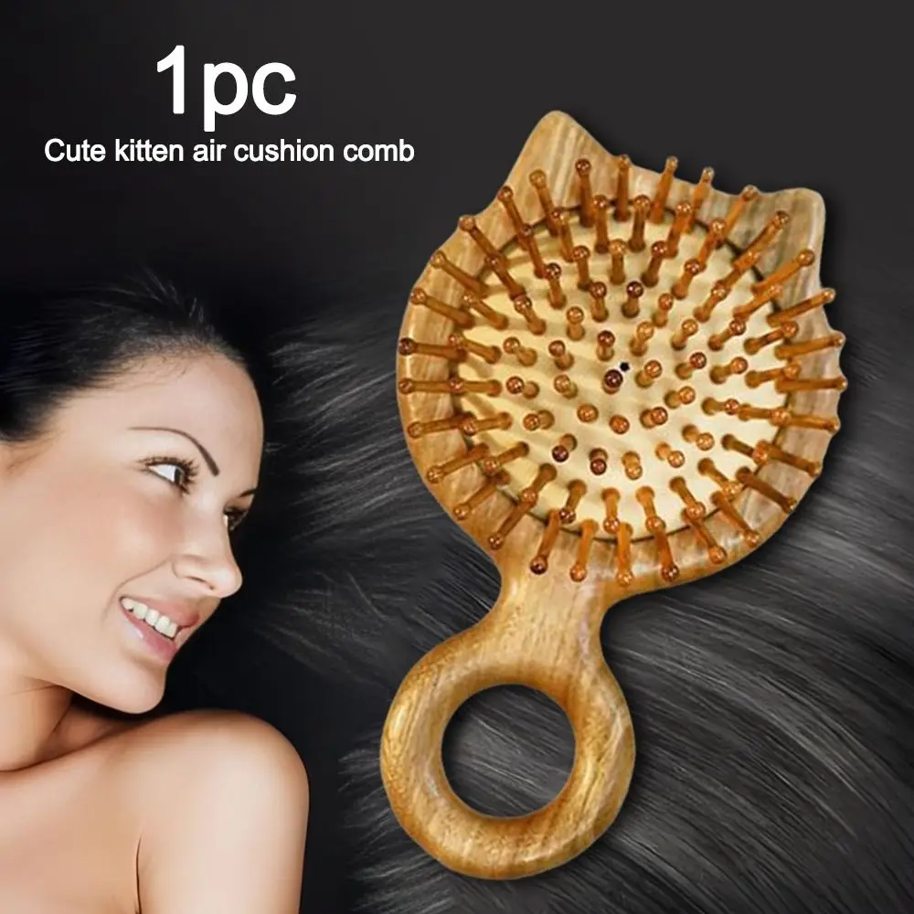 

New Sandalwood Sandalwood Hair Comb Wooden Cat Shaped Hair Comb Anti Static Wood Comb for Women