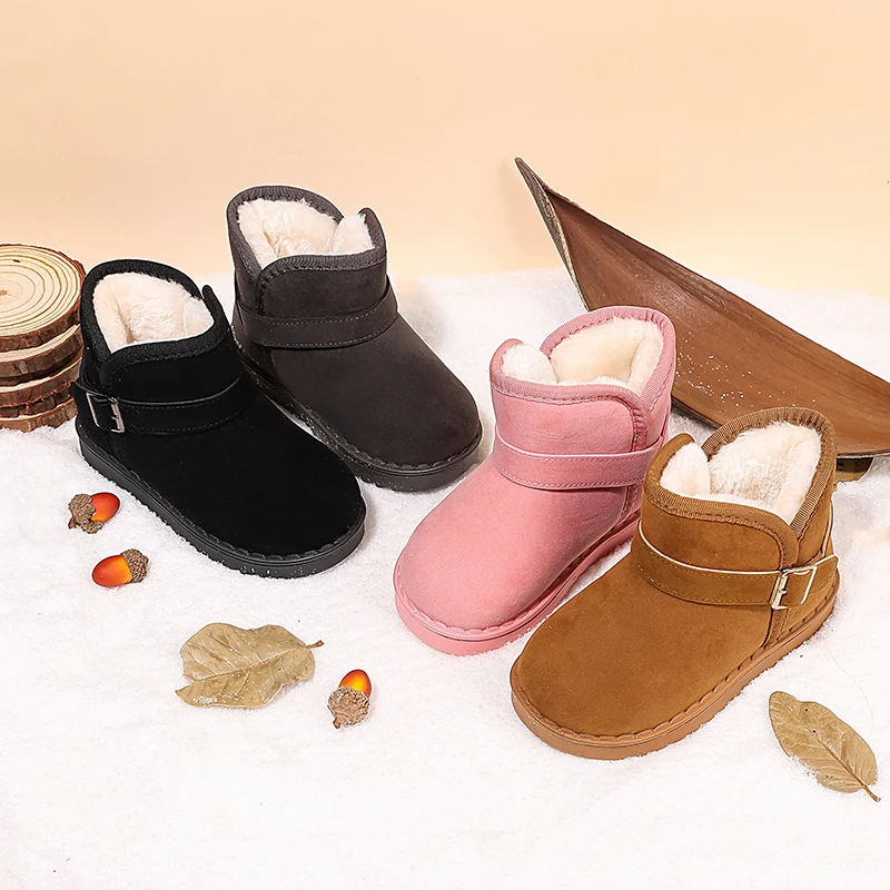 

Зимние сапоги для мальчиков и девочек, новинка зимы 2024, модные нескользящие детские хлопковые ботинки, легкая детская обувь с капюшоном, размеры 23–36 лет