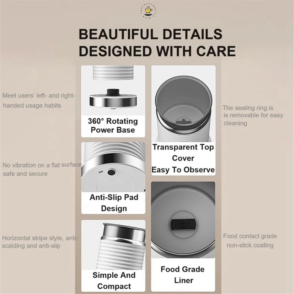 Mousseur à lait chaud, mousseur à lait électrique, mousseur à lait entièrement automatique, mousseur à lait automatique pour mousse chaude et froide prise américaine