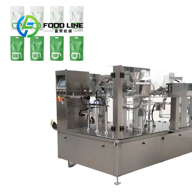 Rotary Premade Pouch Packing Machine Touch Screen Parameter Setting Supports Quick Switch Between Different Product Packaging