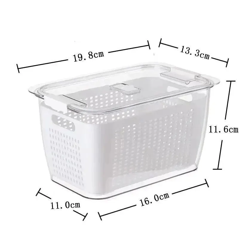 1pc Refrigerator Crisper Drain Basket Kitchen Vegetable Washing Basket with Filtered Water Double Layer Drain Basket