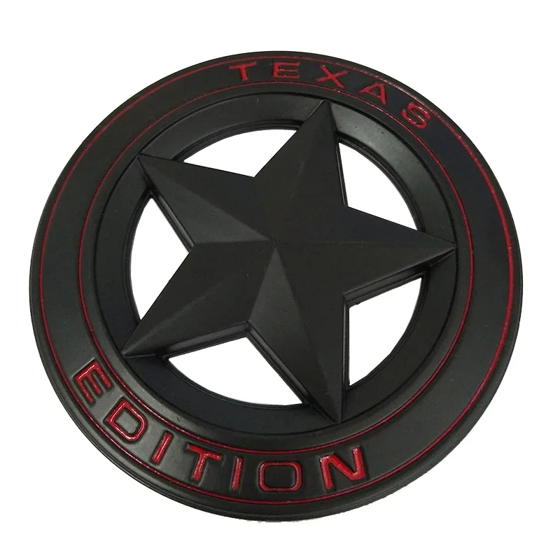 Metal TEXAS EDITION Shield Pentagram 3D Emblem Badge Car Fender Side Tail Body Sticker for JEEP Wrangler Liberty Grand Cherokee