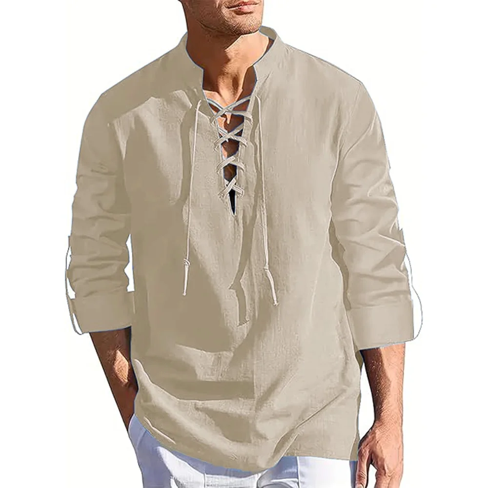 Nueva blusa informal para hombre, camisa de lino y algodón, camisetas de manga larga, camisas de Yoga Vintage con tapeta inclinada para primavera y otoño Nueva blusa informal para hombre, camisa de lino y algodón, camisetas de manga larga, camisas de Yoga Vintage con tapeta inclinada para primavera y otoño