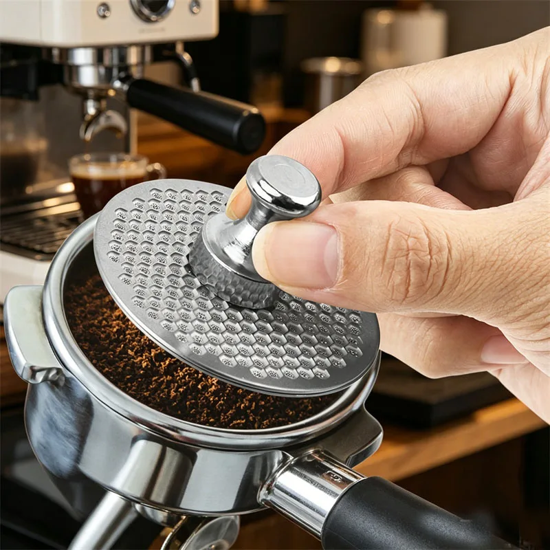 Magnetisiertes Espresso-Puck-Sieb und Magnet-Set 51/53/58mm Doppelschichtige Espresso-Kaffee-Netzfilter-Siebe mit Magnetstift