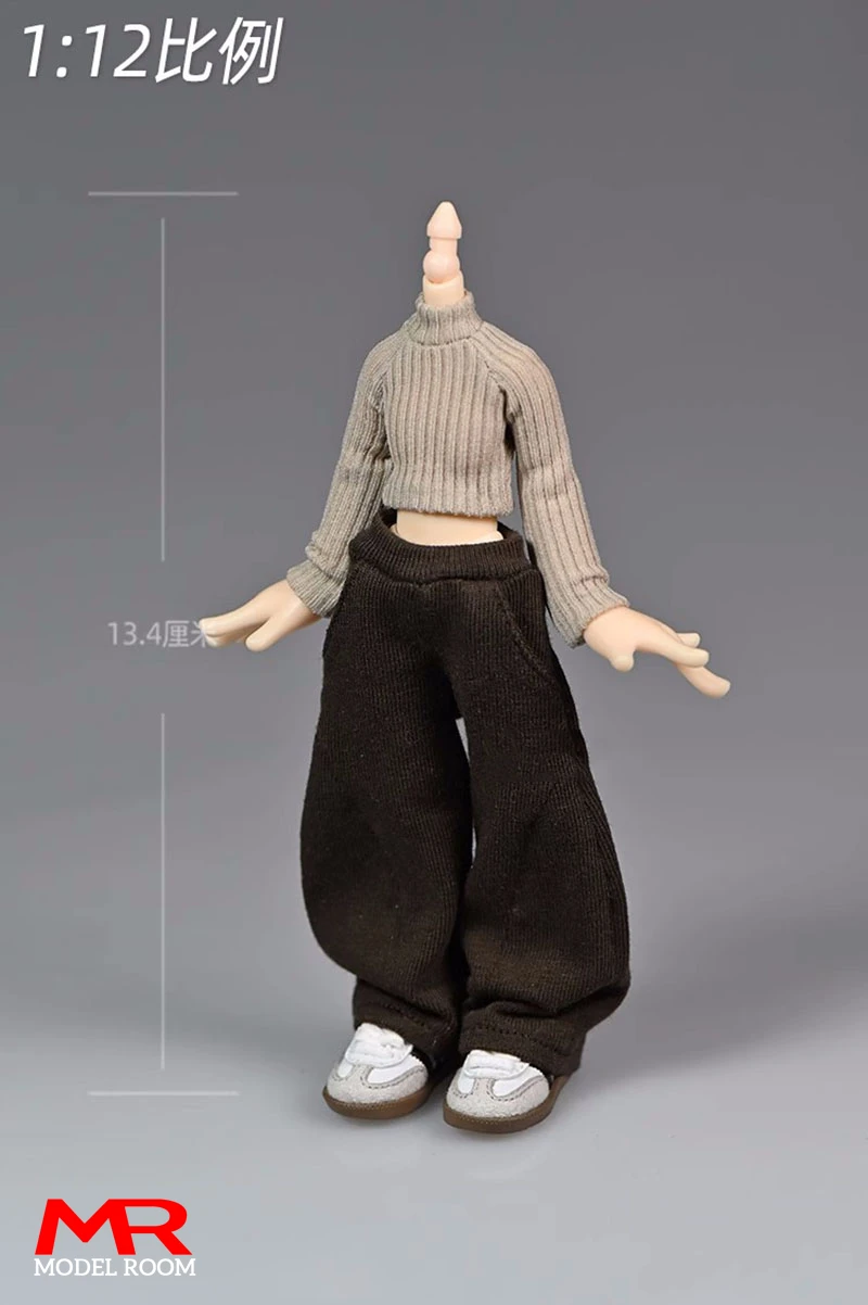 1/12 Scale Doll Striped Long Sleeve Shirt Wide Leg Casual Pants Clothes Model Fit 13.4cm Azone Action Figure Body Dolls