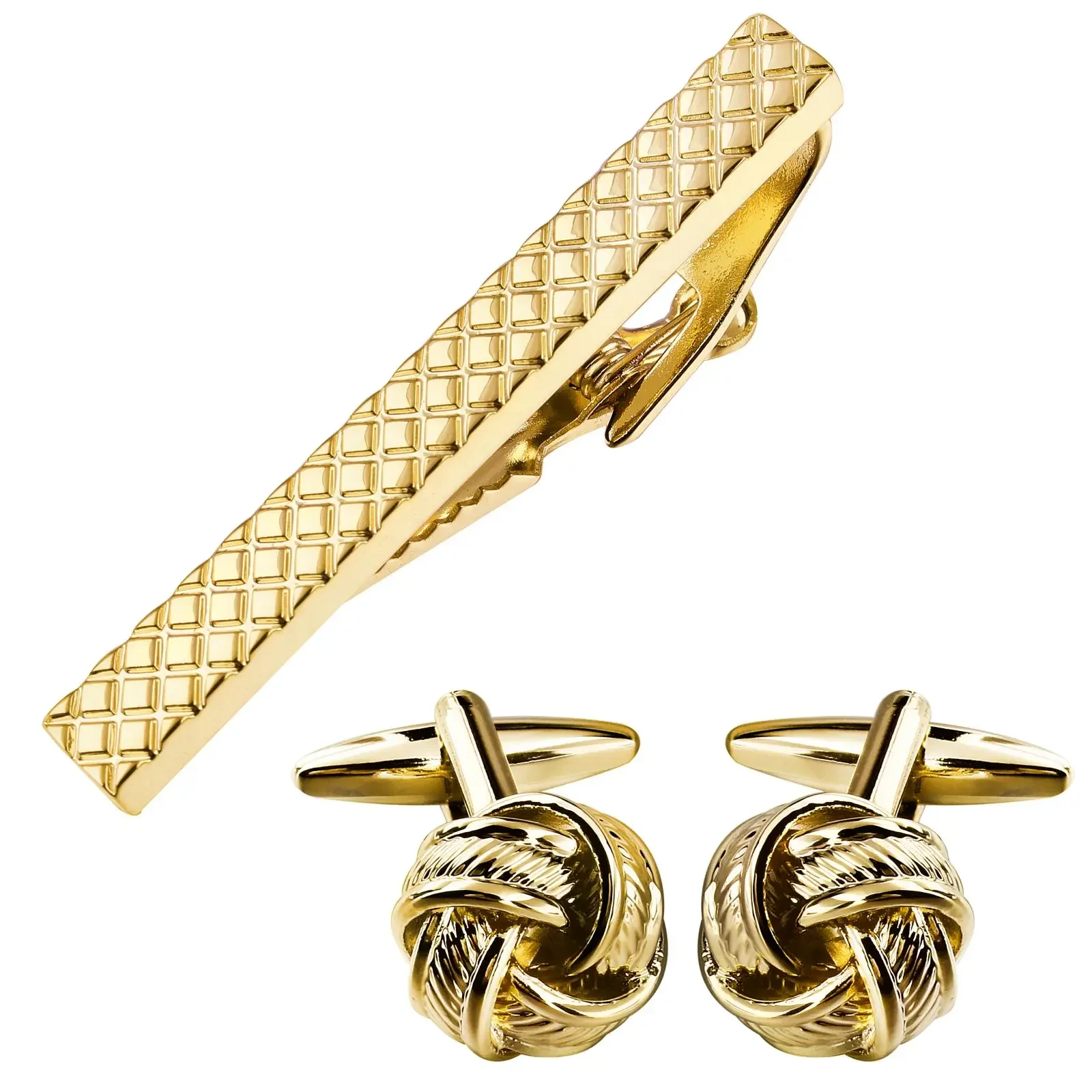 Classic Twist Men's Cufflinks And Clip Set French Style Tie Accessories Gift Set