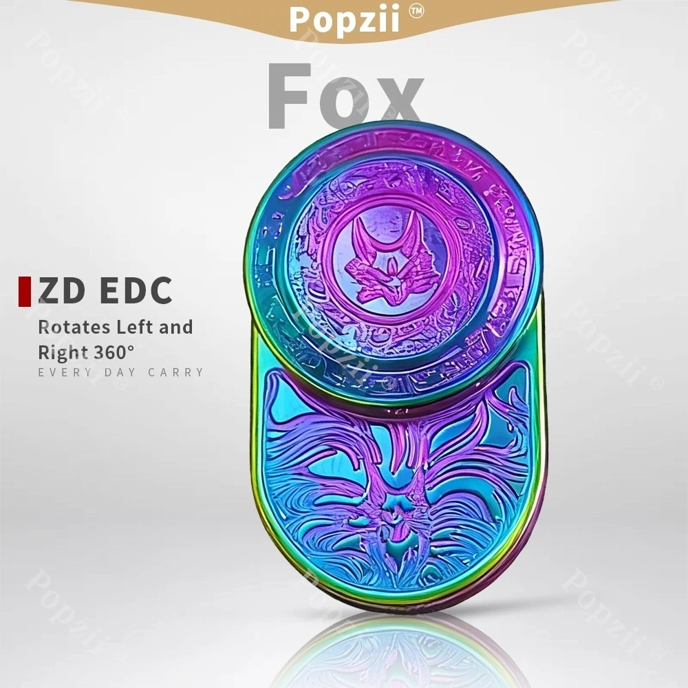 ZD EDC Fox Rotates Left and Right 360° Mechanical Push Slider Fidgeting toy Office Stress Relief Gadgets Anxiety Toys