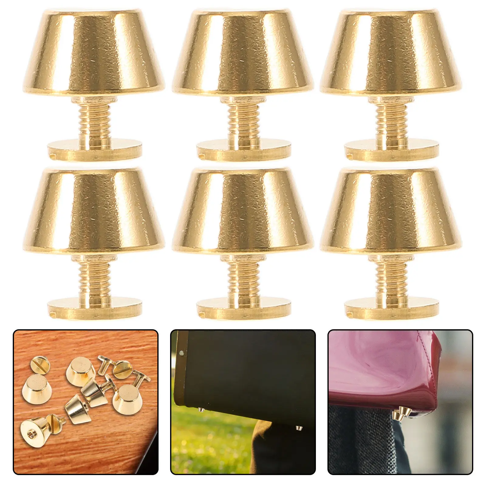 10Pcs 13Mm Brass Purse Studs Handbag Feet Hardware Decorative Protective Bag Rivets for DIY Leathercraft Bag Making Supplies