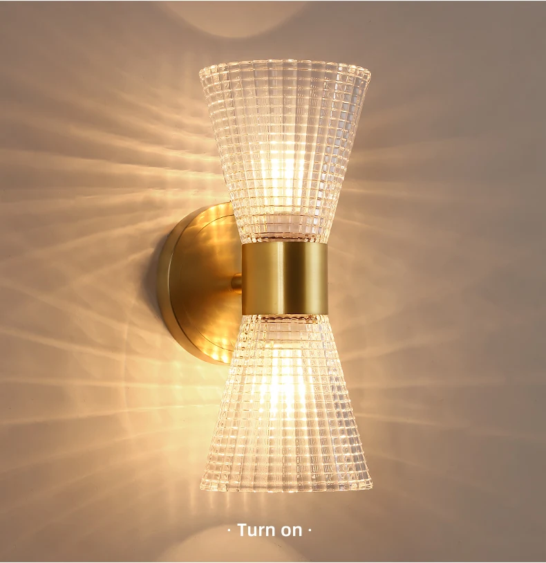 Messing Wandleuchte Kreative Luxus Wohnzimmer Hintergrund Dekor Wandleuchte Schlafzimmer Nachttisch LED Home Dekorative nordische Glaslampe – Detail 9