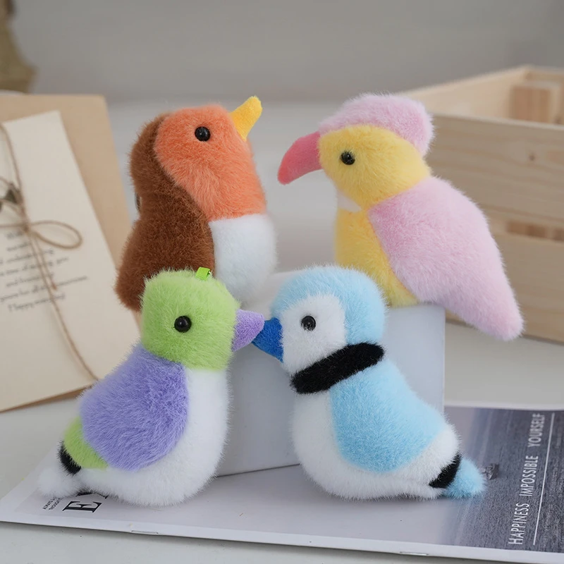 Cute Simulation Parrot Toucan Plush Doll Toy Key Chain Pendant Backpack Hangings Ornaments Gifts