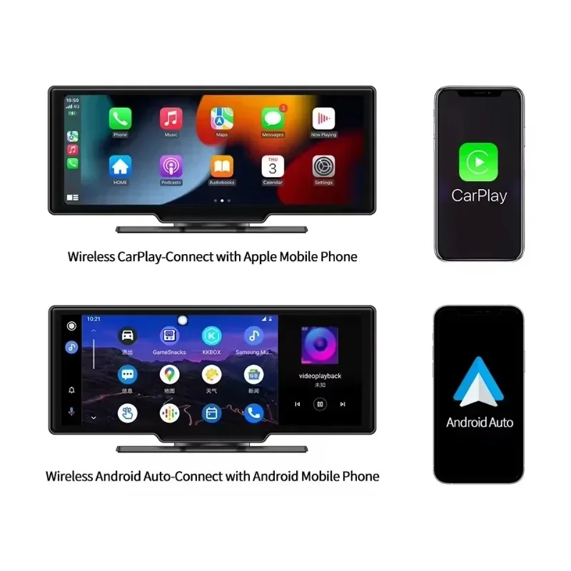 

New in stock 1080P 10 Inch Smart Car Monitor with Android Auto Backup Camera Wireless Carplay Link Touch Screen DVR for
