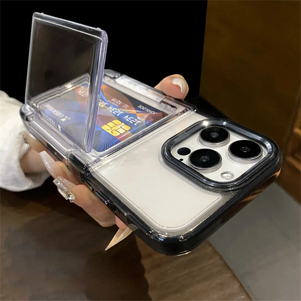 Transparente Handyhülle mit Kartenfach für iPhone 17 Air 15 14 13 18Pro 16 17ProMax Stoßfester Schutz Harte Acryl-Abdeckung – Detail 4