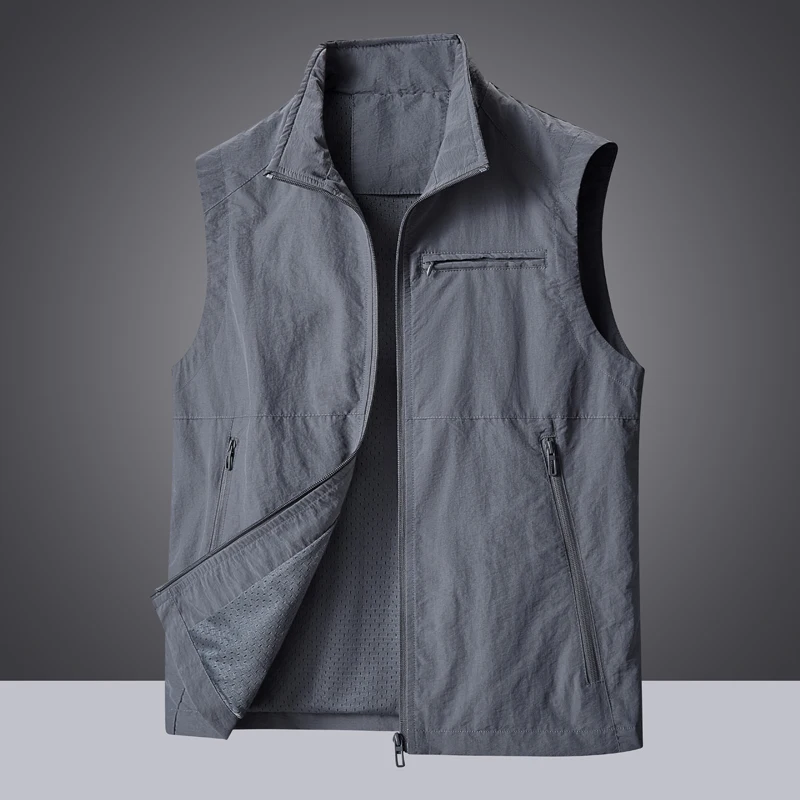 

Мужской весенне-летний жилет для активного отдыха, повседневный дышащий рыболовный жилет, быстросохнущая рабочая одежда, безрукавка, спортивная куртка, верхняя одежда