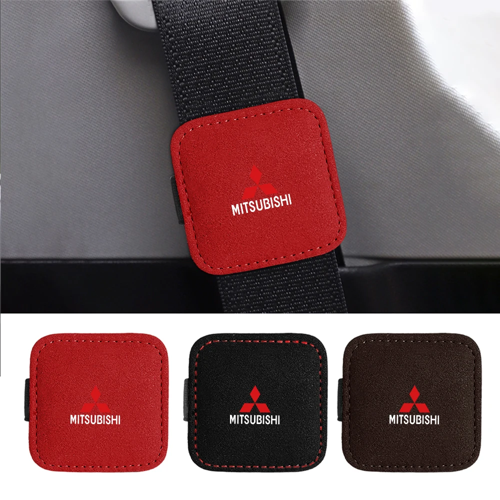 Car  Seat Belt Fixed Limiter Stopper Buckle Leather Clip Magnetic Design For Mitsubishi Outlander I200 Pajero Eclipse Accessory