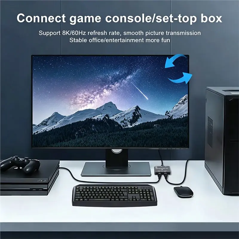 [LXYA68Z!] -Compatible 2.1 Bi-Directional Switcher Adapter Splitter 8K@60Hz 4K@120Hz 2 In1 Out 1In 2 Out For PS4 PS5 Swich T