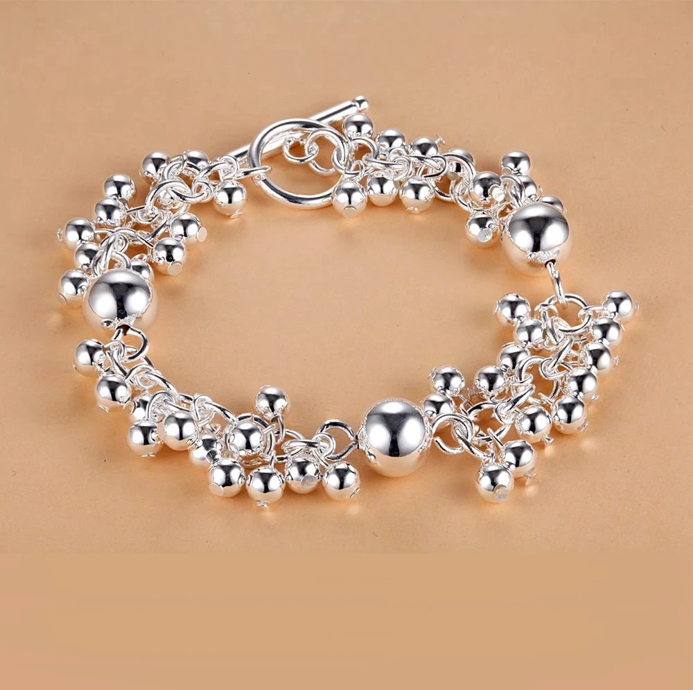 

New Popular Brands 925 Sterling Silver Classic Beads Bracelets For Women Fashion Party Wedding Accessories Jewelry Holiday Gifts