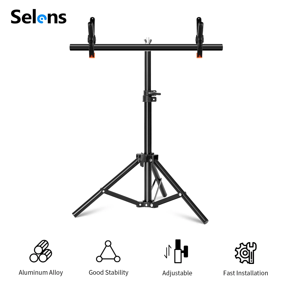 Selens التصوير الفوتوغرافي على شكل حرف T إطار خلفية معدني نظام دعم قوس الخلفية مع مقاطع لشاشة الاستوديو الخضراء