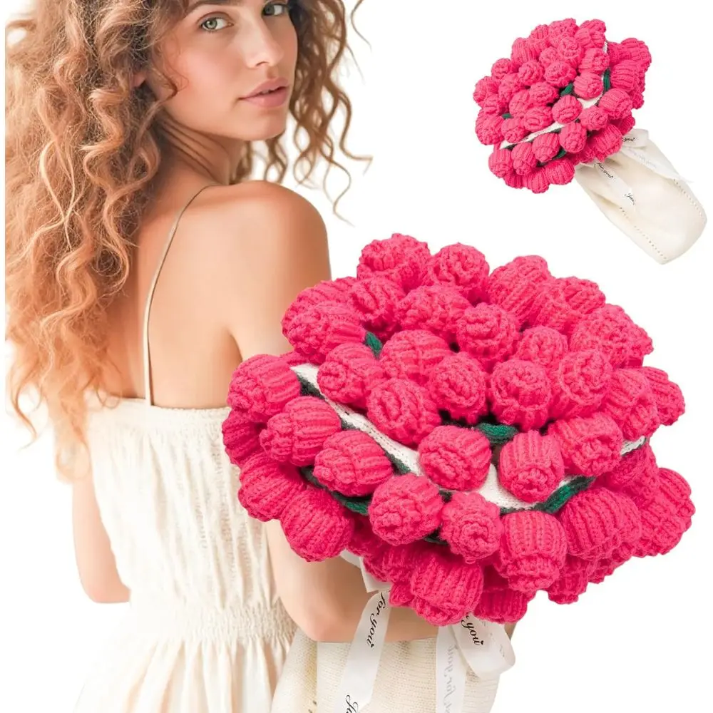 

Вязаное вручную одеяло с букетом роз — 43, романтический подарок для женщин, мам, сестер, жен