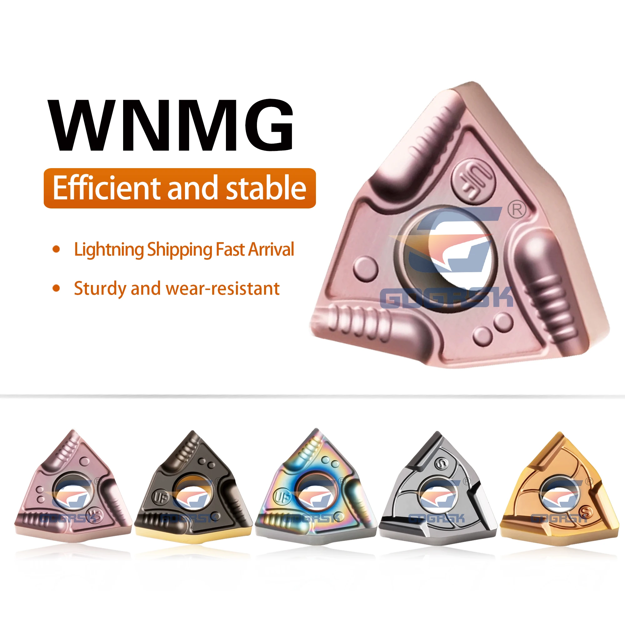 

CNC Peach Shaped Lathe Stainless Steel Blades WNMG080404R-S/R-U/8L-UF/L-S Color Hardened Steel Outer Circle Lathe Turning Blades