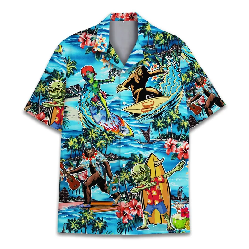 

Cool 3d Print Monkey Orangutan Hawaiian Shirt For Men Summer Holiday Shirts Button Short Sleeve Street Beach Surf Aloha Shirt
