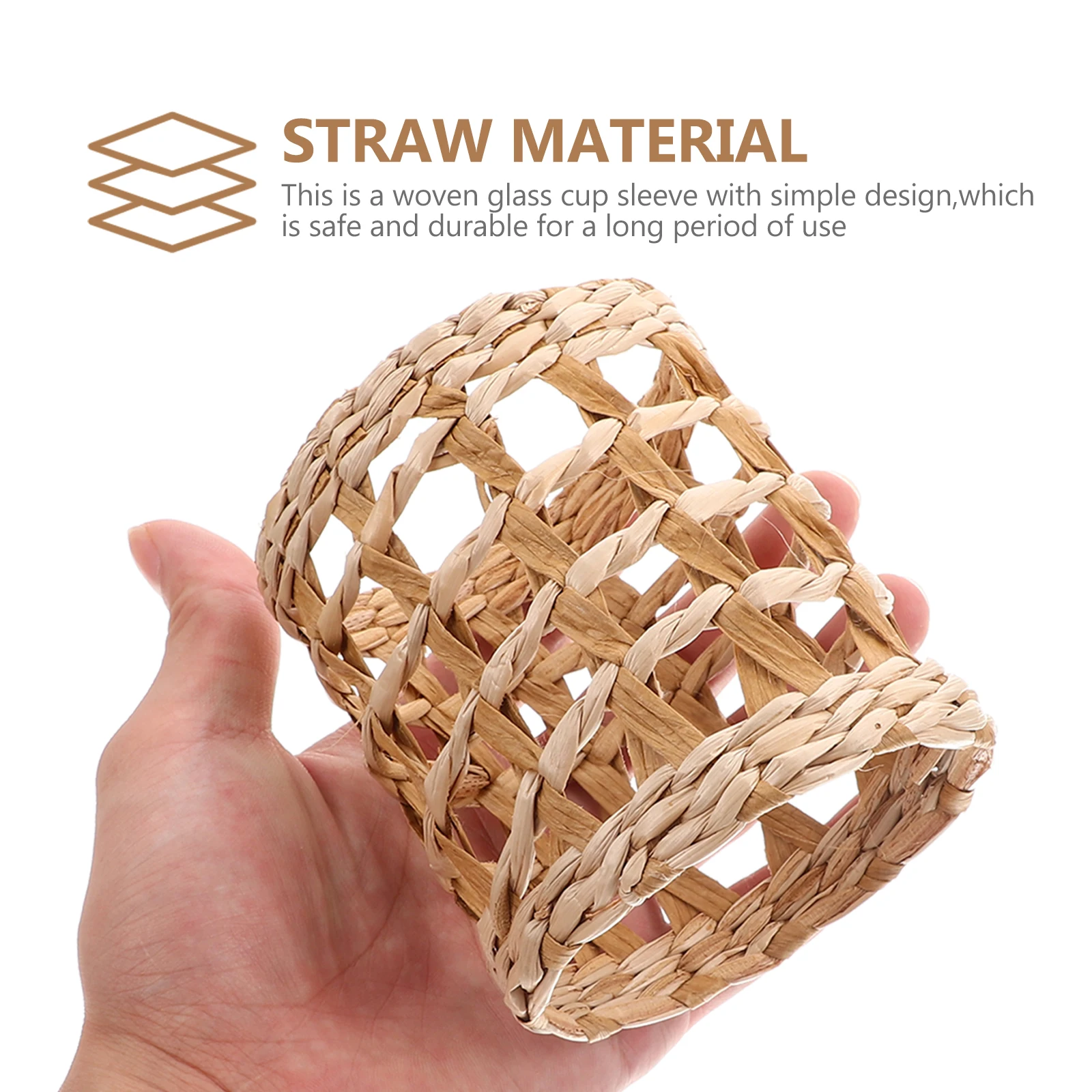 

2 Pcs Straw Woven Bottle Covers Glass Cup Protection Sleeves Creative Vase Decor Flower Containers Rattan Cup Holders