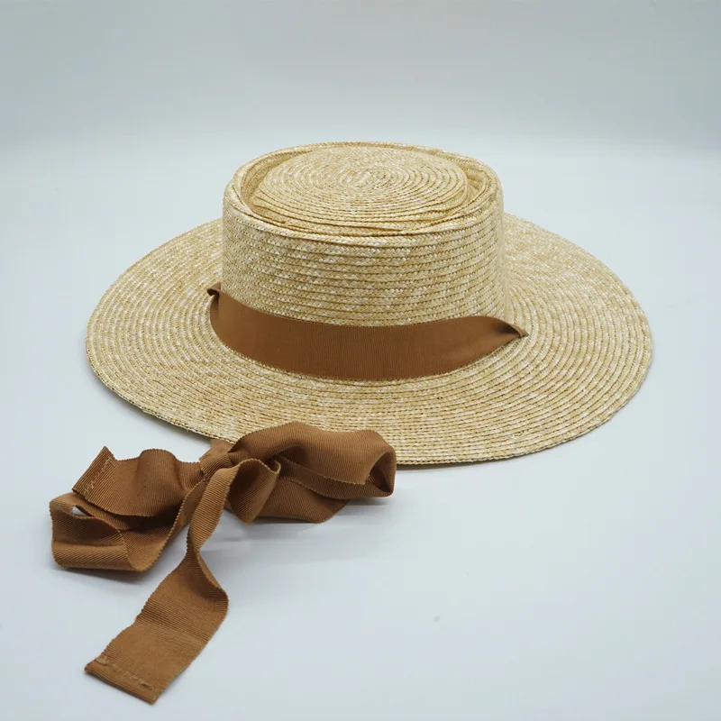 Casual Women\'s Sun Hat Chin Strap Tie Summer Hats Outdoor Beach Hat Wide Brim Wheat Straw Hats Canotier Derby Holiday Travel Hat