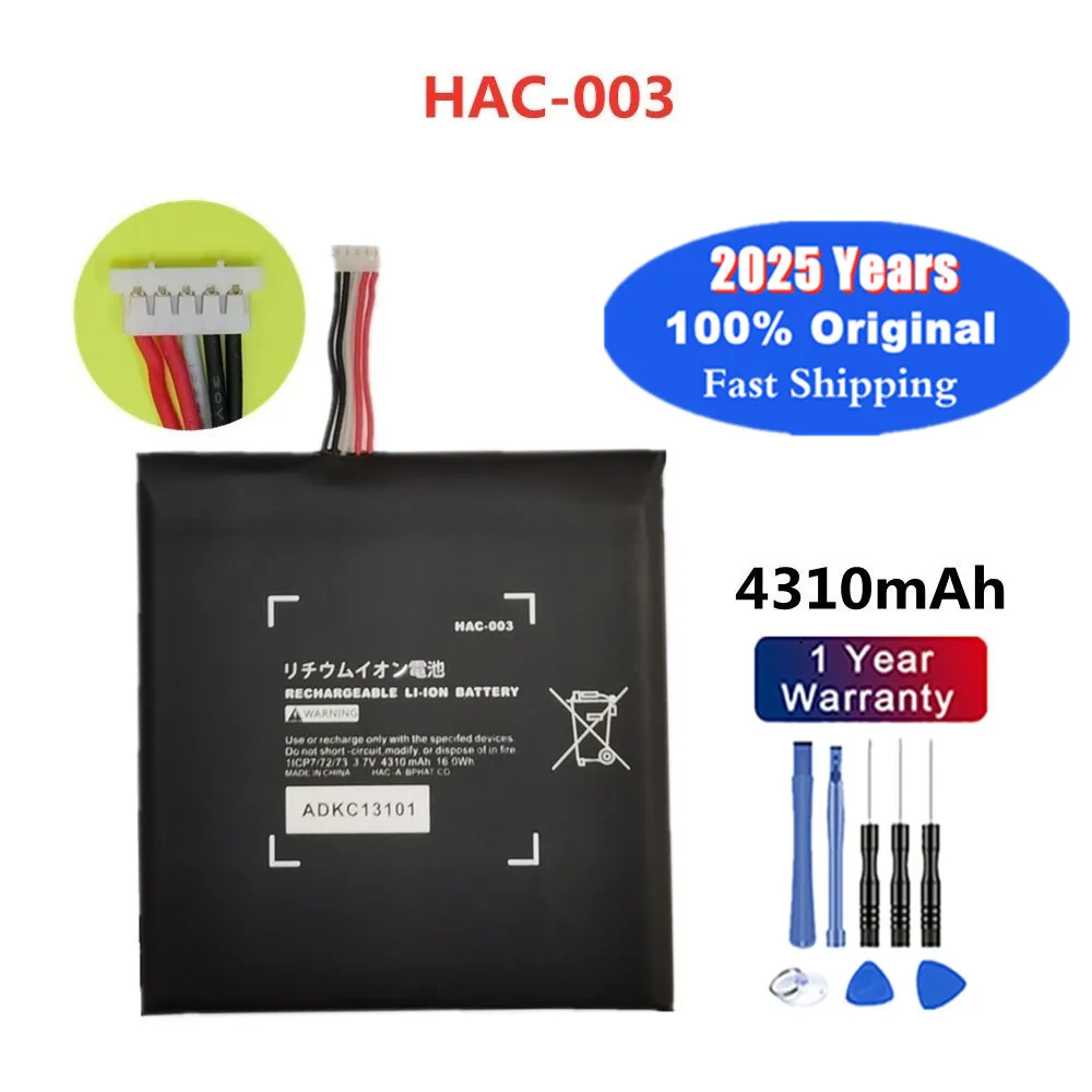 

2025 лет, 100% оригинальный аккумулятор HAC-003, 4310 мАч для консоли Nintendo Nitendo Switch 2017, игровая консоль HAC-001, внутреннее обновление